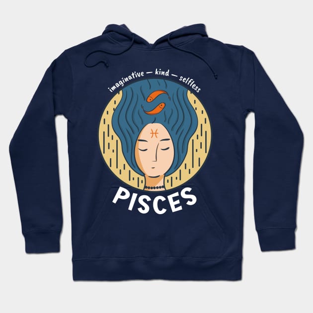 Pisces Zodiac Girl Hoodie by Whimsical Frank